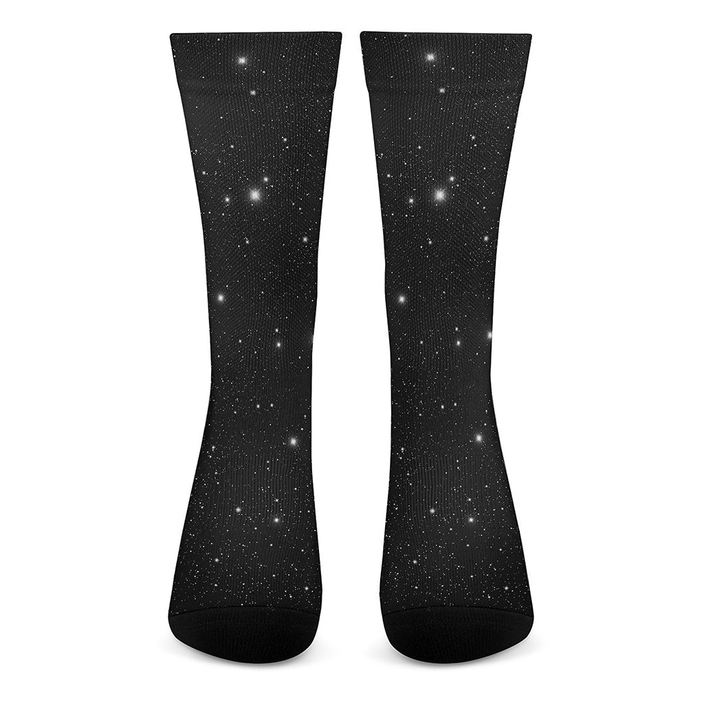 Black Space Print Crew Socks