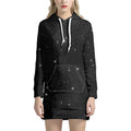 Black Space Print Pullover Hoodie Dress
