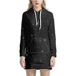 Black Space Print Hoodie Dress
