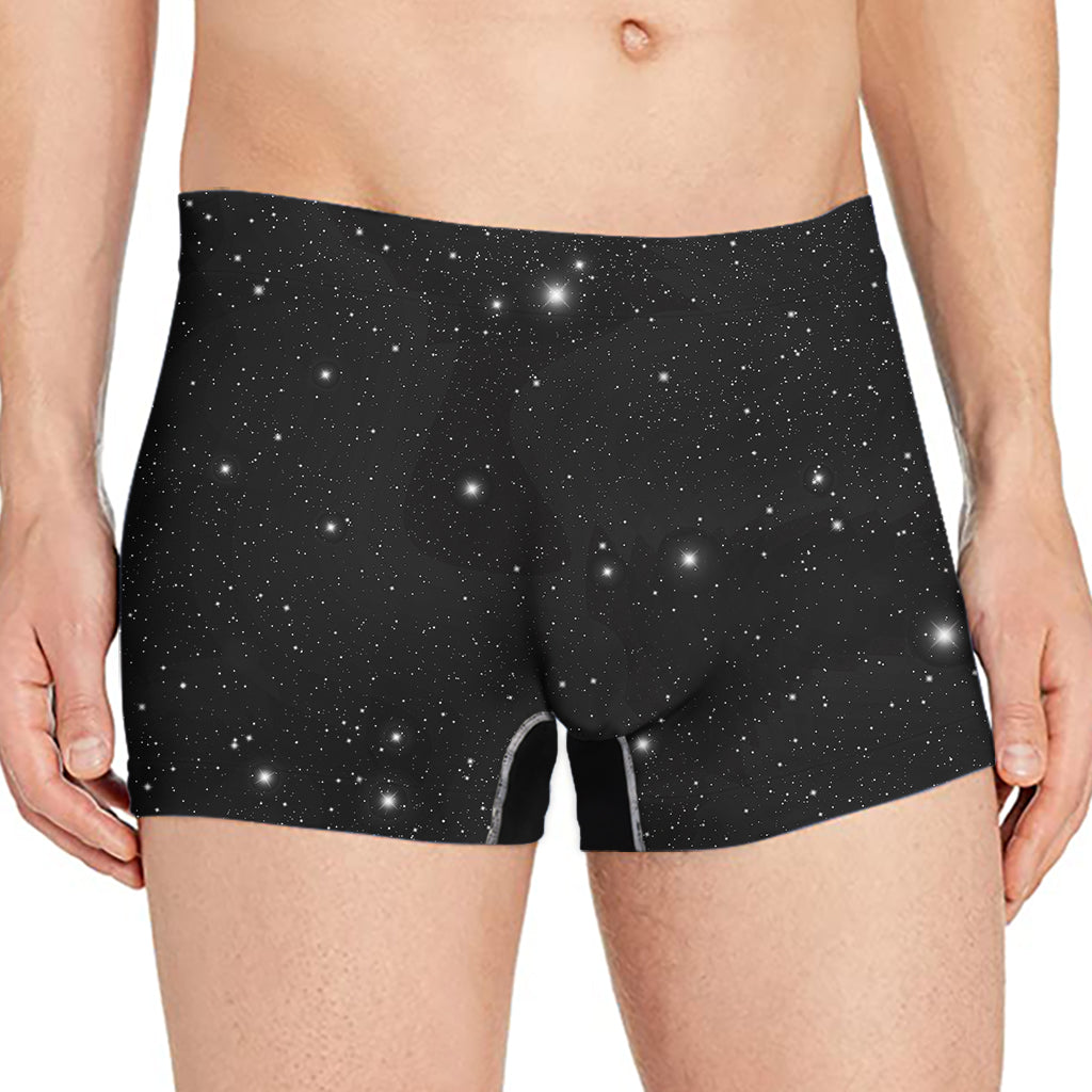 Black Space Print Men's Boxer Briefs