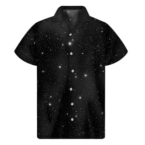 Black Space Print Men's Short Sleeve Shirt