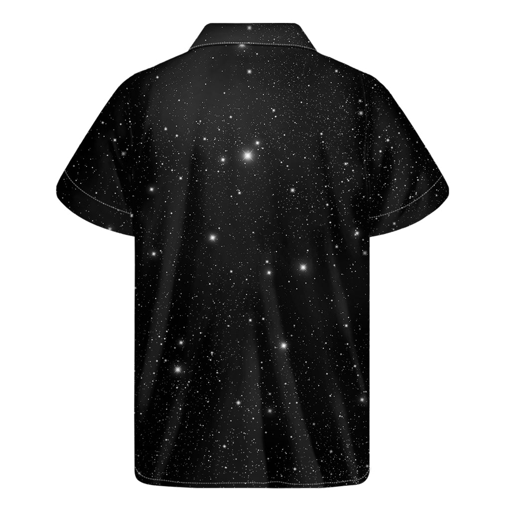 Black Space Print Men's Short Sleeve Shirt