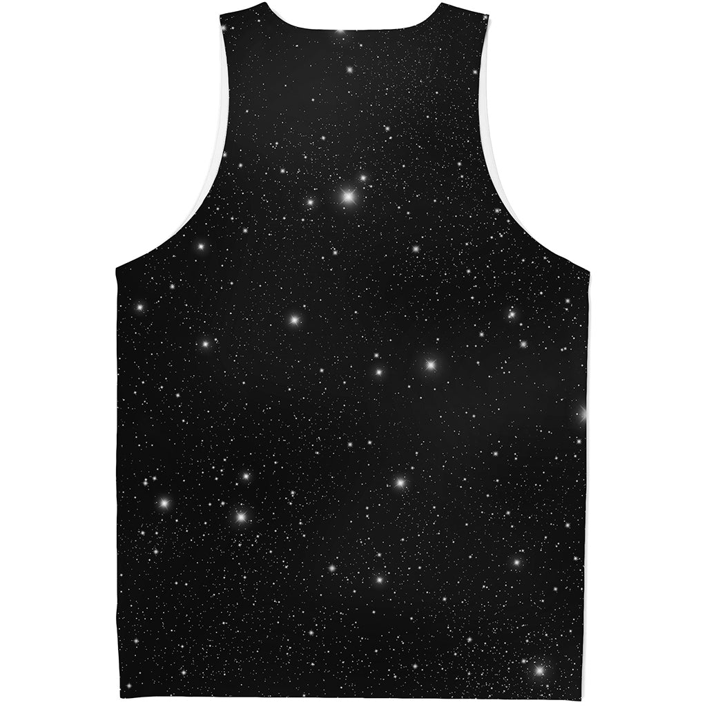 Black Space Print Men's Tank Top