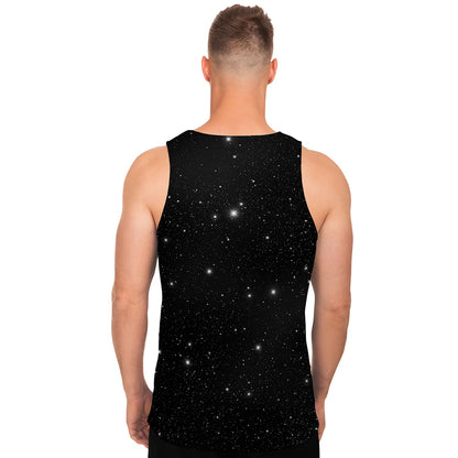 Black Space Print Men's Tank Top