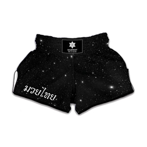 Black Space Print Muay Thai Boxing Shorts