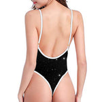 Black Space Print One Piece High Cut Swimsuit
