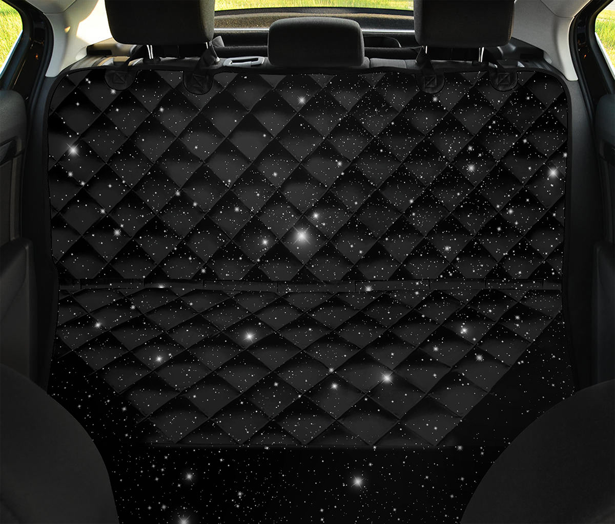 Black Space Print Pet Car Back Seat Cover