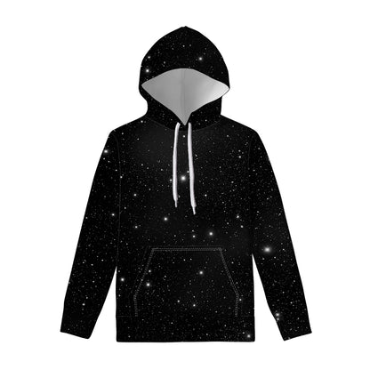 Black Space Print Pullover Hoodie