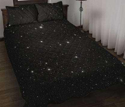 Black Space Print Quilt Bed Set