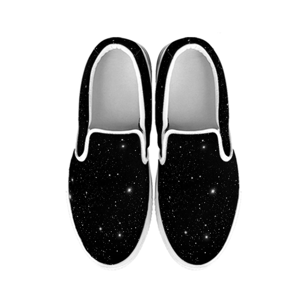 Black Space Print White Slip On Shoes