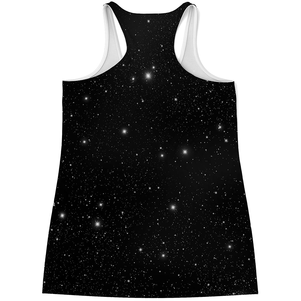 Black Space Print Women's Racerback Tank Top