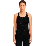Black Space Print Women's Racerback Tank Top