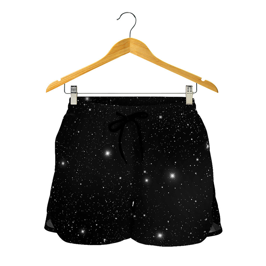 Black Space Print Women's Shorts