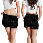 Black Space Print Women's Shorts