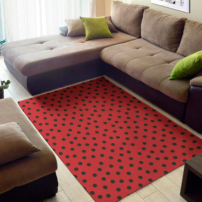 Black Spots Ladybird Pattern Print Area Rug