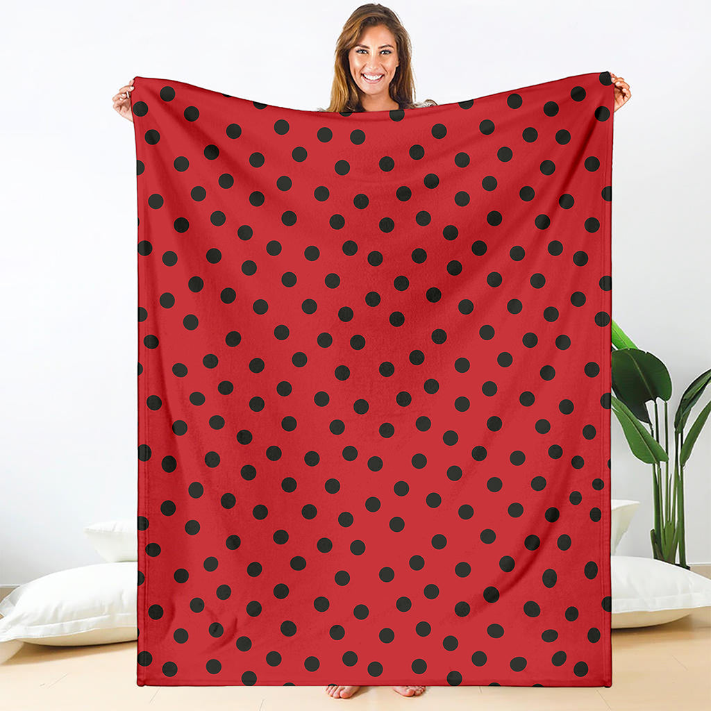 Black Spots Ladybird Pattern Print Blanket