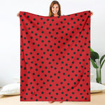 Black Spots Ladybird Pattern Print Blanket