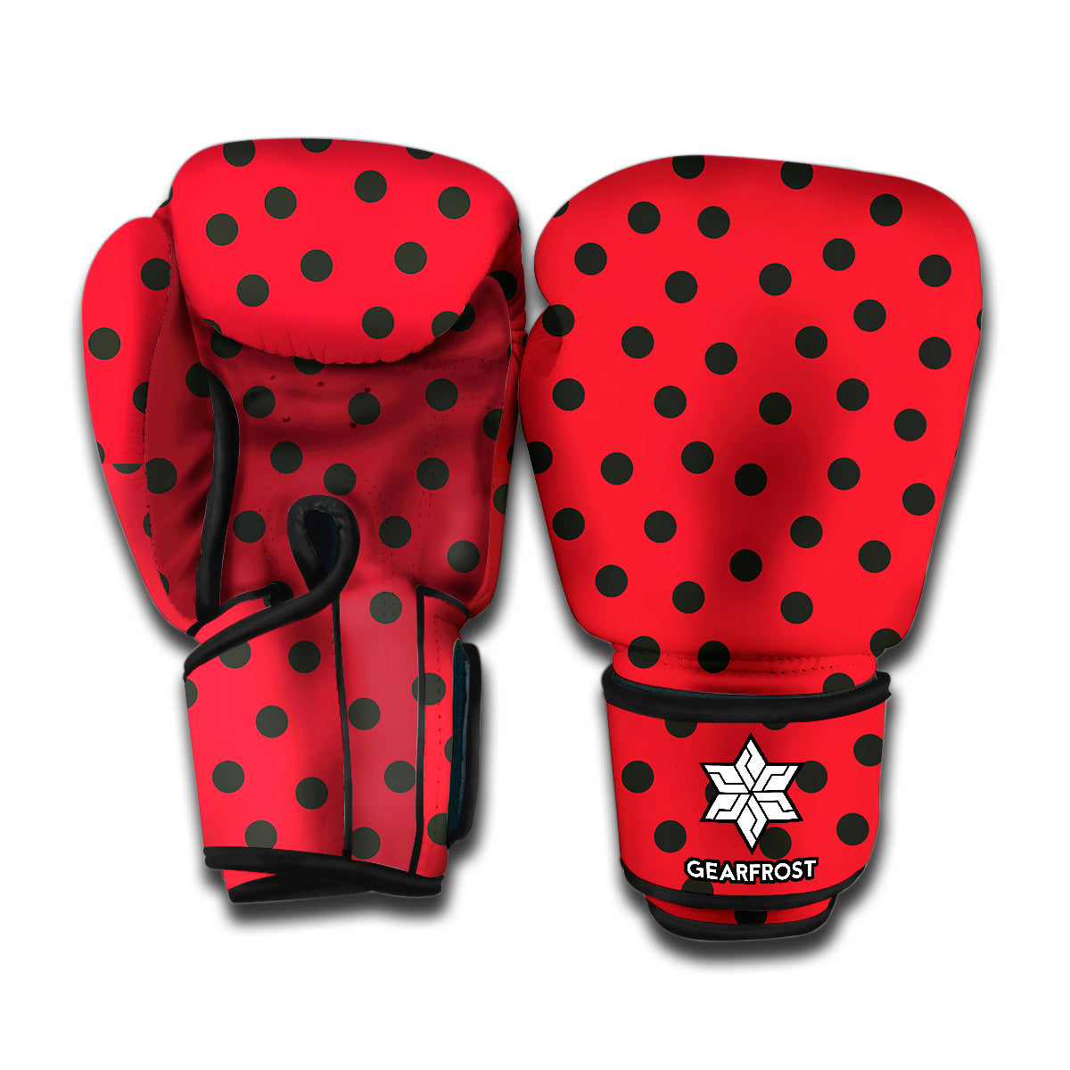 Black Spots Ladybird Pattern Print Boxing Gloves