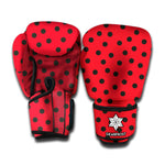 Black Spots Ladybird Pattern Print Boxing Gloves