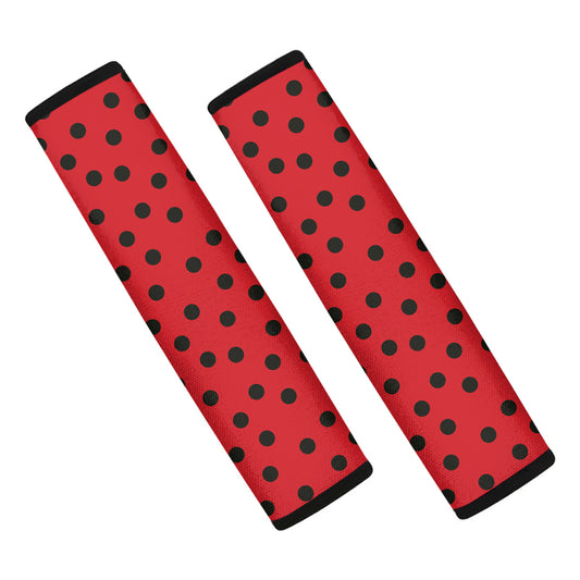 Black Spots Ladybird Pattern Print Car Seat Belt Covers