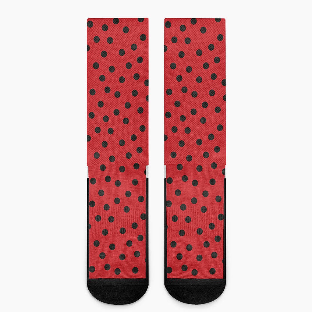 Black Spots Ladybird Pattern Print Crew Socks