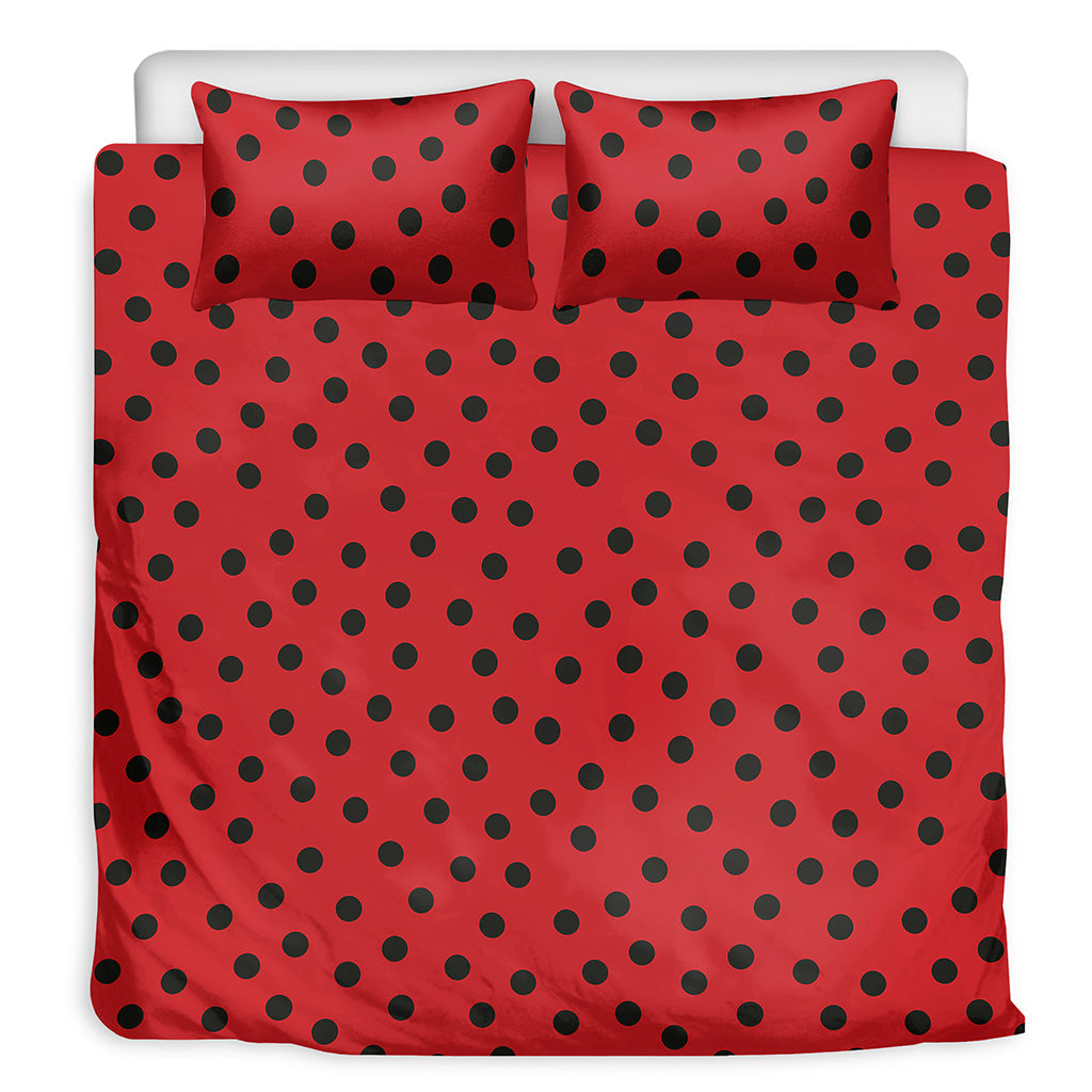 Black Spots Ladybird Pattern Print Duvet Cover Bedding Set