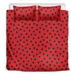 Black Spots Ladybird Pattern Print Duvet Cover Bedding Set