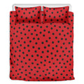 Black Spots Ladybird Pattern Print Duvet Cover Bedding Set