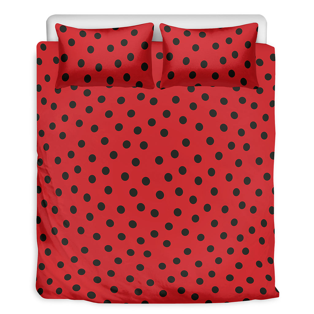 Black Spots Ladybird Pattern Print Duvet Cover Bedding Set