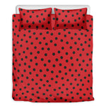 Black Spots Ladybird Pattern Print Duvet Cover Bedding Set