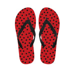 Black Spots Ladybird Pattern Print Flip Flops