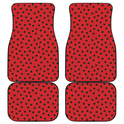 Black Spots Ladybird Pattern Print Front and Back Car Floor Mats