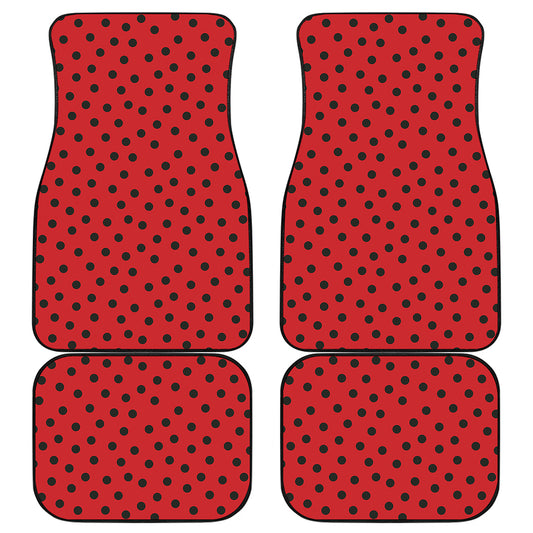 Black Spots Ladybird Pattern Print Front and Back Car Floor Mats