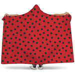 Black Spots Ladybird Pattern Print Hooded Blanket