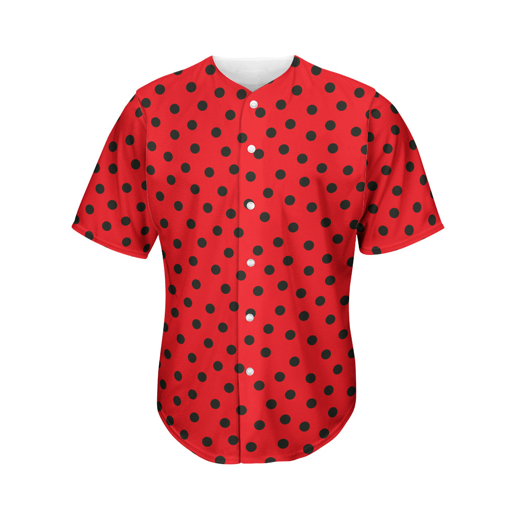 Black Spots Ladybird Pattern Print Men's Baseball Jersey