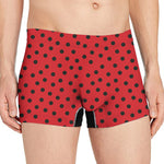 Black Spots Ladybird Pattern Print Men's Boxer Briefs