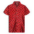 Black Spots Ladybird Pattern Print Men's Short Sleeve Shirt
