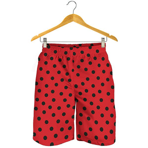 Black Spots Ladybird Pattern Print Men's Shorts