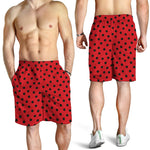 Black Spots Ladybird Pattern Print Men's Shorts