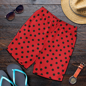 Black Spots Ladybird Pattern Print Men's Shorts