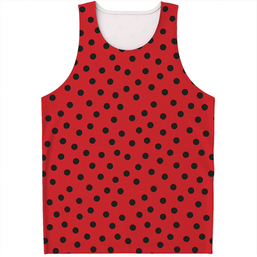 Black Spots Ladybird Pattern Print Men's Tank Top
