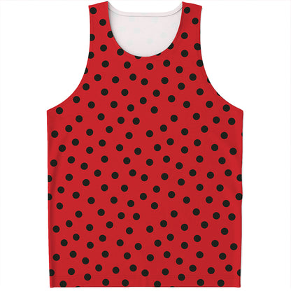Black Spots Ladybird Pattern Print Men's Tank Top