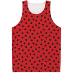 Black Spots Ladybird Pattern Print Men's Tank Top