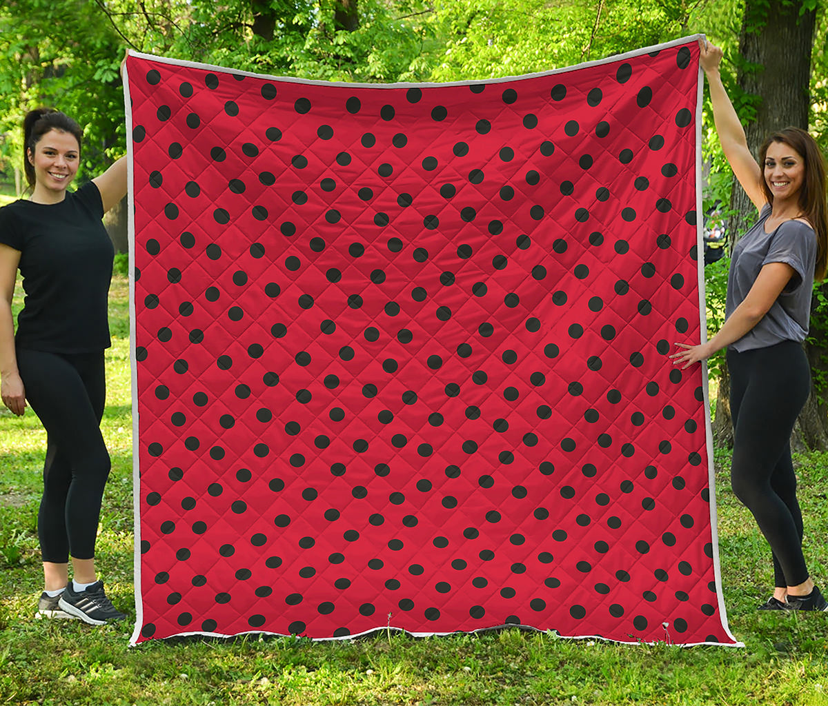 Black Spots Ladybird Pattern Print Quilt