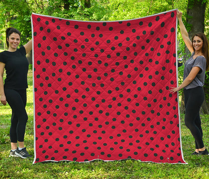 Black Spots Ladybird Pattern Print Quilt
