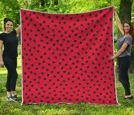 Black Spots Ladybird Pattern Print Quilt
