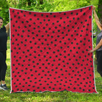 Black Spots Ladybird Pattern Print Quilt