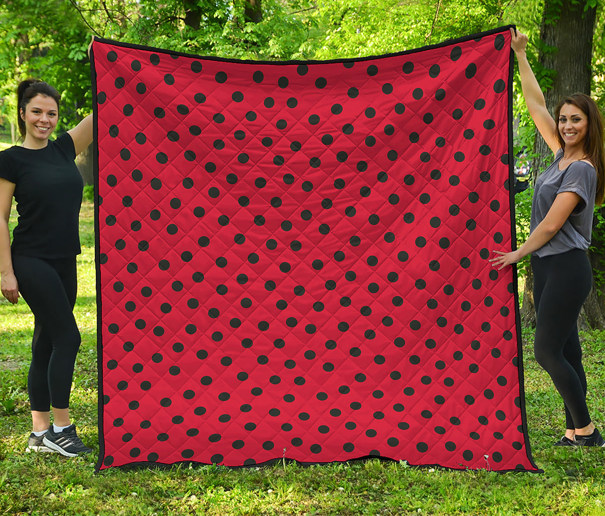 Black Spots Ladybird Pattern Print Quilt