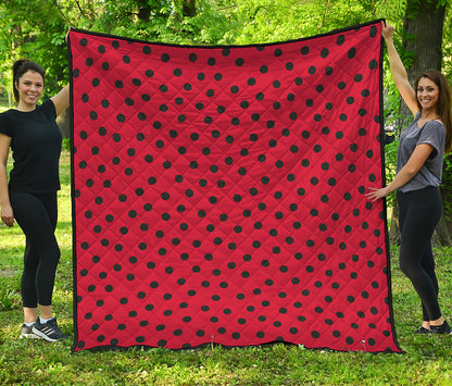Black Spots Ladybird Pattern Print Quilt