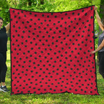 Black Spots Ladybird Pattern Print Quilt